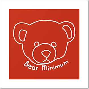 White Line Bear Minimum Puns Posters and Art